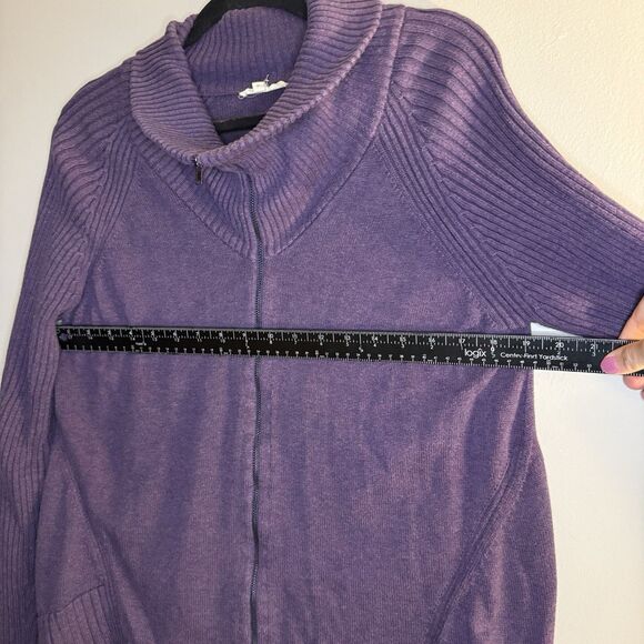 Eileen Fisher Women’s M Sweater Zip Up Purple Long Sleeve Organic Cotton Top - Picture 8 of 9